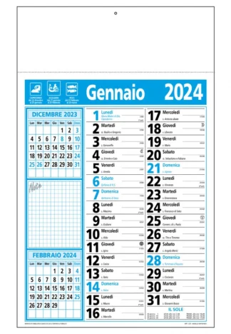 Calendario olandese note 2024 azzurro nero C2390B