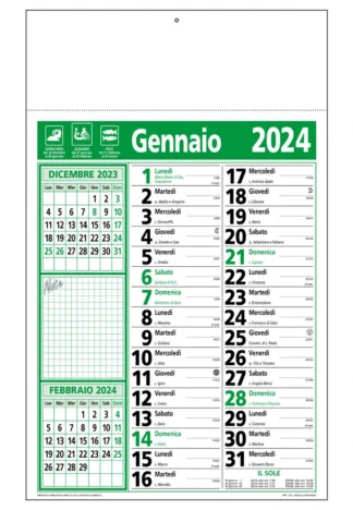 Calendario olandese note 2025 verde nero C2390C