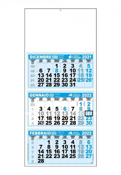 Calendario trittico cucito azzurro nero C3661