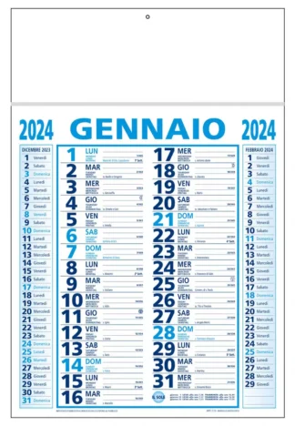 Calendario olandese 2024 azzurro blu C1391B