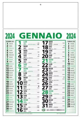 Calendario olandese 2024 verde e nero C1391C