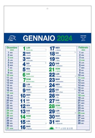 Calendario olandese personalizzato neutro verde blu 2024