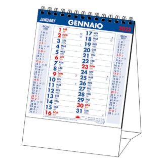 Calendario da tavolo rosso e blu personalizzato o neutro 2023