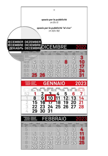 Calendario trittico personalizzato per aziende 2023 810