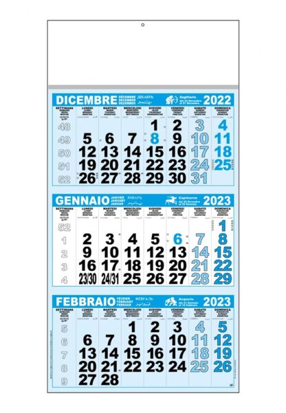 Calendario trittico 2023 economico testata listellata