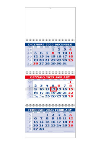 Calendario trittico per aziende blu e rosso 2024