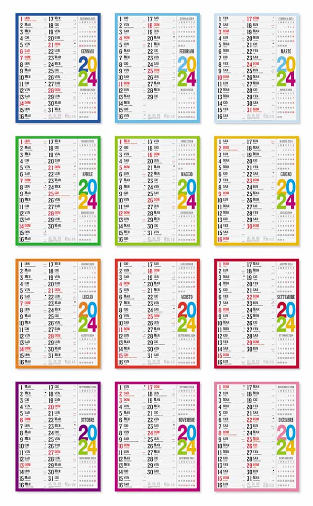 Calendario olandese multicolor svedese 2024 PA614