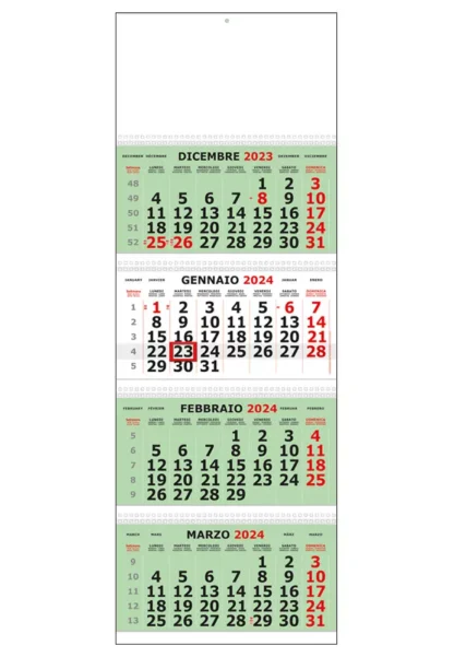 Calendario quadrittico personalizzato per aziende 2024 verde - Cod. 279 04 verde